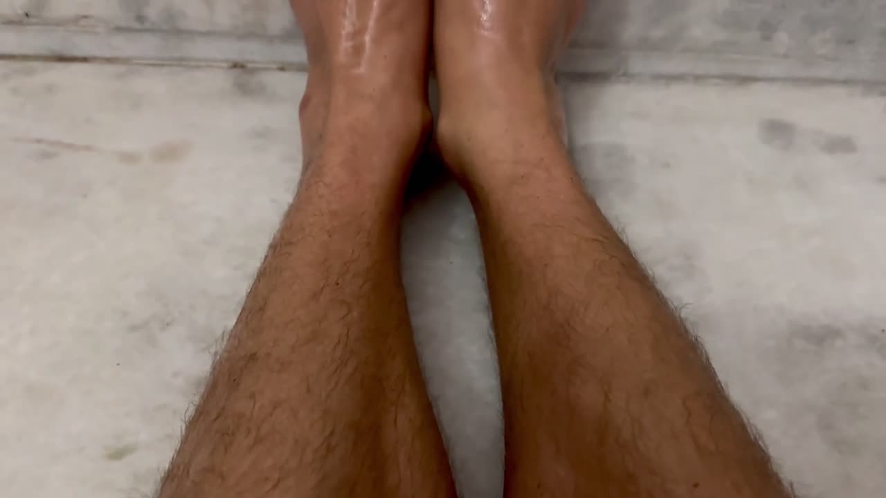 Oiled up massive feet