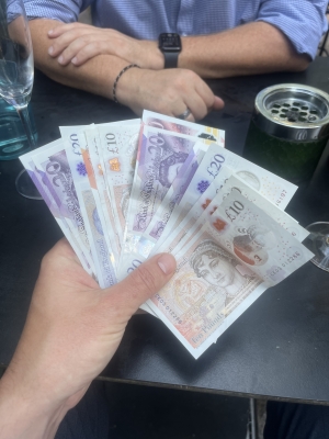 Our owned boy has been amazing today.  Two separate ATM drains and covered the bar tab 🥂. He knows where that cash belongs 😉💷